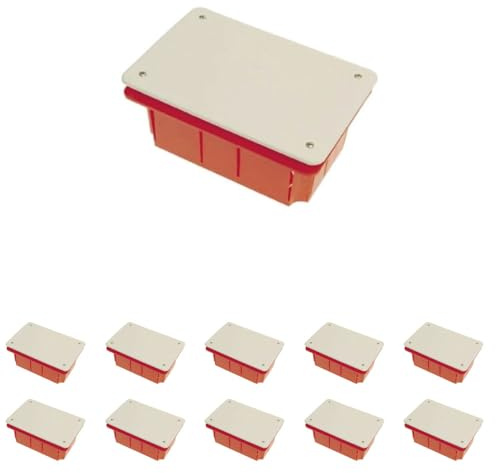 Cassetta di derivazione da incasso a muro in plastica con coperchio 16x13 cm 161x130x70mm Kit 10 pezzi made in italy FG10213