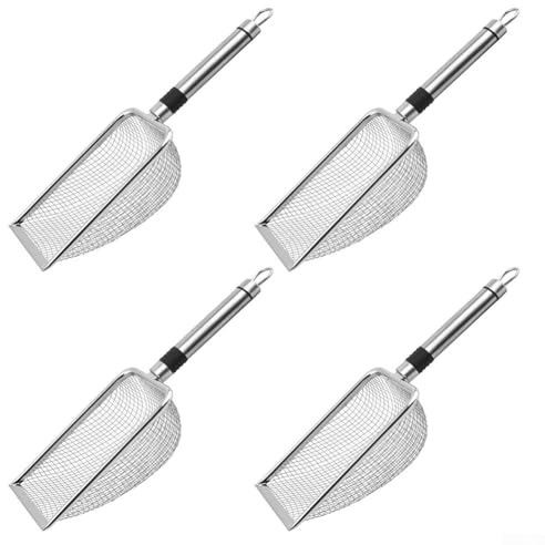 Vootnifig Stainless Steel Garden Soil Sieve Set with 4 Mesh Sizes for Compost Sand Sifting Lightweight Ergonomic Handle 28.5x10cm(2.0+2.8+3.8+5.0mm)