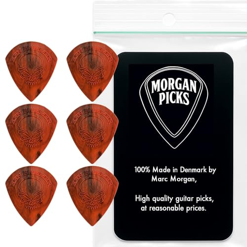 Morgan Picks Ken Hammer Púa – Signature Guitar Pick con diseño ergonómico – Púas para guitarra en rojo/negro – Púa para guitarra diseñada con martillo Ken – Hecho a mano en Dinamarca