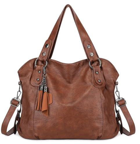 VINBAGGE Damen Handtasche PU Leder Henkeltasche Shopper Tasche Vintage Weiches Umhängetasche Schultertasche Frauen für Büro Täglich