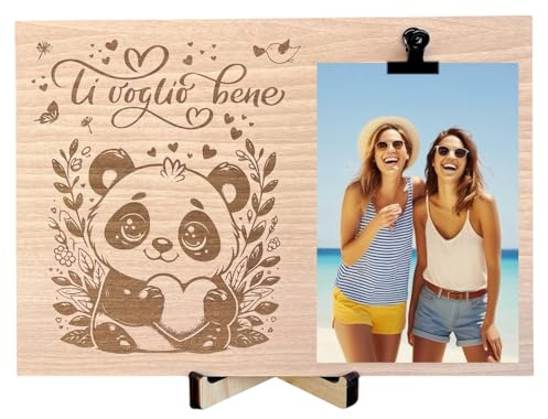 Portafoto regalo amica, Idea regalo amica, Cornice da tavolo in legno artigianale, Quadretto con molletta, Dedica per Fidanzata o amica, Decorazione per interni (Ti voglio bene)