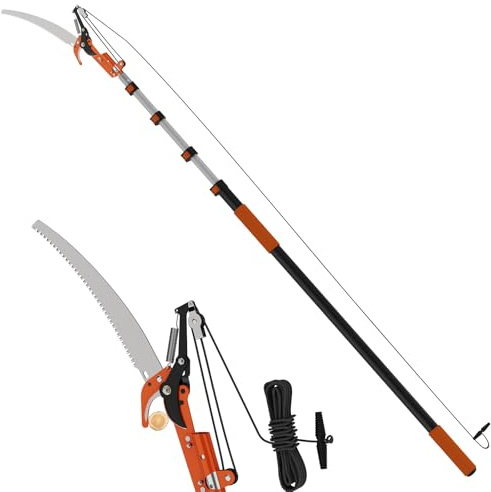 LAANPOLE 20FT Reach Tree Trimmer, Manual Pole Saw with 3-12FT Extension Pole, Tree Pruner Extendable for High Tree Branch Trimming Pruning Cutting