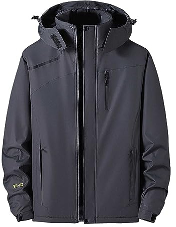 Giacca Antivento Giacca a Guscio, Giacca Impermea da Uomo, Giacca Antivento Impermeabile Elegante Giacca Antipioggia con Cappuccio Softshell Uomo Giacca da Bicicletta Traspirante