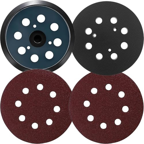 ZHUROUPU 2 Pezzi di platorello per levigatrice da 5 Pollici con 8 Fori di Ricambio per Makita 743081-8 BO5010 BO5030 BO5031 BO5041 Platorello per levigatrice da 125 mm con Sistema a Strappo Accessori