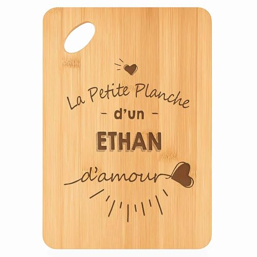 Planche à découper Ethan d'amour - Plateau Apéro en Bambou Cadeau Gravé pour Homme Cuisine Barbecue
