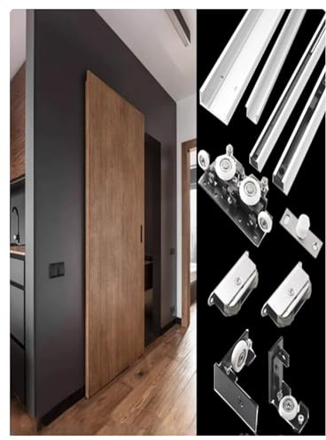 Modern Ghost Door Hardware Kit - Invisible Sliding Door Track with Soft-Close, Concealed Mount for Interior Doors(120cm/3.9ft)