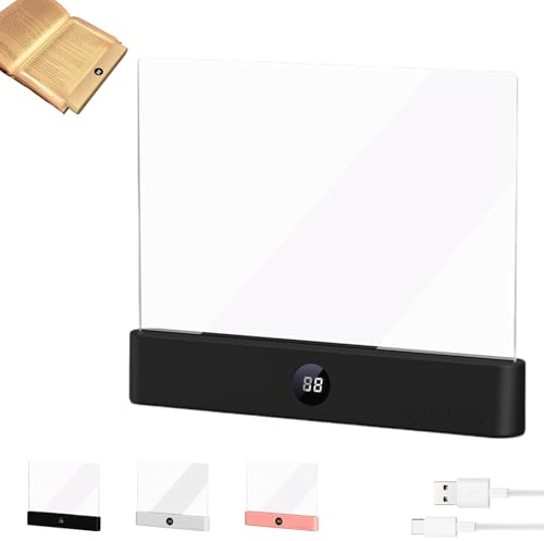 Ohphnt led buchpanel,smart Led Book Light,Smart Reading Light,LED Buchlampe,Panel Book Light,Augenschutz Leselicht Buch Buchseite Licht Mit 3 Farben Und Timer,Tragbare Flaches Buchlicht Zum Lesen-A
