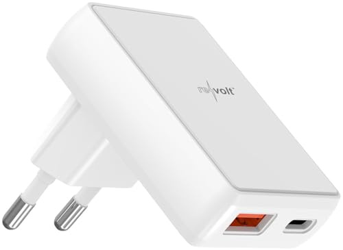 revolt Netzteil kompakt: Flaches USB-Netzteil mit USB-C PD 30 W, USB-A Quick Charge 18 W (mit Power Delivery, Flachstecker Netzteilre, flach)