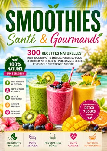 Smoothies Santé & Gourmands 300 recettes naturelles pour booster votre énergie, perdre du poids et purifier votre corps – Programmes détox et conseils nutritionnels inclus