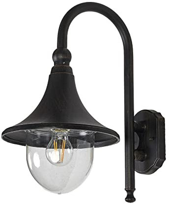 Outdoor Wall Light 'Daphne' (Antique, Vintage) in Black Made of Aluminium (1 Light Source, E27) from Lindby | Wall lamp for Exterior/Interior Walls, House, Terrace und Balcony