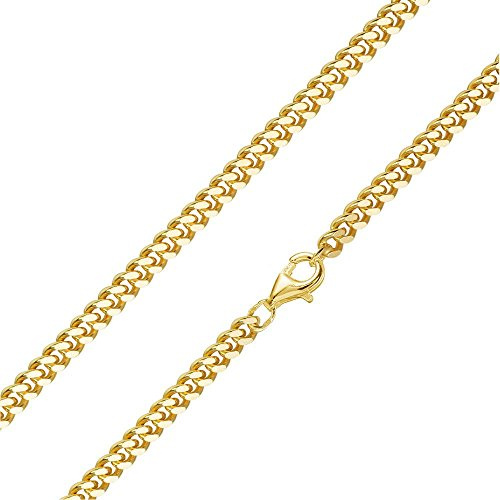 MATERIA Herren Panzerkette 4mm 925 Silber vergoldet 8-fach diamantiert/deutsche Fertigung #K92