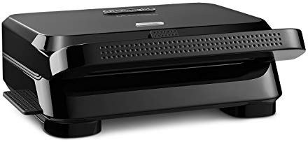 DeLonghi SW12B.BK - Barbacoa (800 W, Barbacoa de contacto, Eléctrico, Mesa, Grid, Negro)