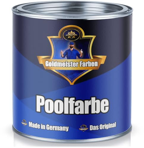 Goldmeister Farben Schwimmbeckenfarbe meisterhafte Poolfarbe Pool-Beschichtung Schwimmbecken-Beschichtung Badbeschichtung in Blau Weiß Grau Grün Seegrün Lichtgrau Anthrazitgrau (1 L, Blau)