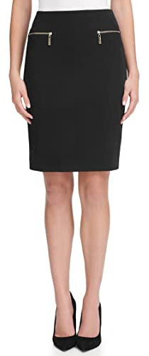 Tommy Hilfiger Damen Bleistiftrock - Knielange Röcke mit schmeichelnder Passform, Schwarz, 42