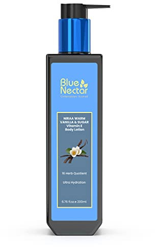 Blue Nectar Shea & Cocoa Butter Vanilla Body Lotion Women & Men | Warm Vanilla & Sugar Body Moisturiser for Ultra Hydration with Vitamin E (12 Herbs 200 ml)