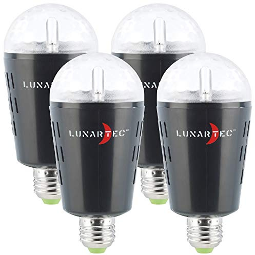 Lunartec LED Disco Glühbirne: 4er-Set Disco-LED-Lampen mit Sternenfunkel-Effekt & Soundsensor, E27 (Birne, farbige Tropfen, Party)