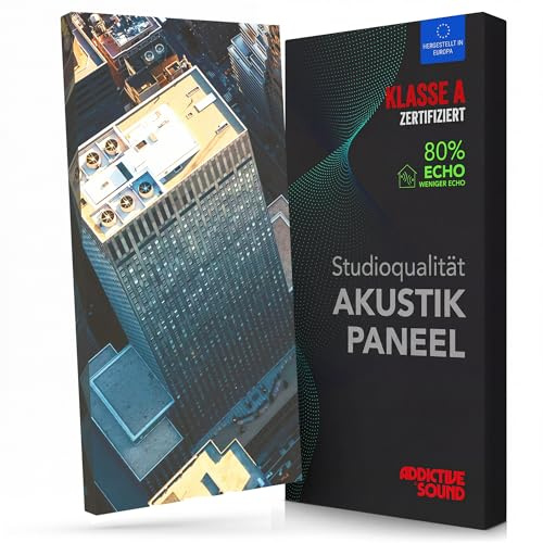 Addictive Sound Akustikbild Schallabsorber 100x50x6 cm, City 1 | Breitbandabsorber ab 100 Hz, Kunstdruck auf Akustikstoff, EU-Produktion, Wand- und Deckenmontage-Set inklusive