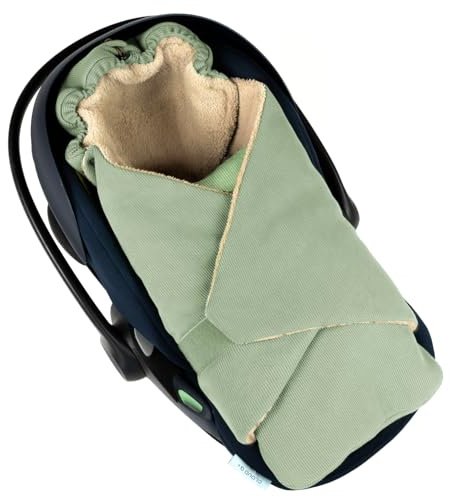 Hofbrucker Baby Einschlagdecke für Babyschale & Kinderwagen - Weicher Fleece aus Öko-Tex zertifizierten Materialien, Frühling, Herbst & Winter, Universal 0–12 Monate, Kuschelige Einschlag (Salbei)