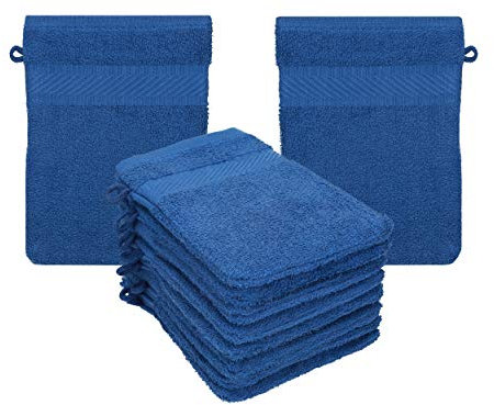 Betz Waschhandschuhe Palermo 10 Stück 16x21 cm – 100% Baumwolle 360g/m² – Weiche Frottee Waschlappen – Pflegeleicht & saugstark – Farbe blau