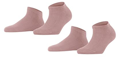FALKE Damen Sneakersocken Happy Double Pack W Sn Baumwolle kurz einfarbig 2 Paar, Rosa Blossom 8645, 39-42