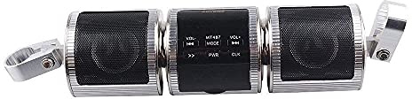Riloer Audio Bluetooth per motocicletta, 12V impermeabile per motocicletta Bluetooth Audio Radio per manubrio Altoparlante stereo MP3, Nero