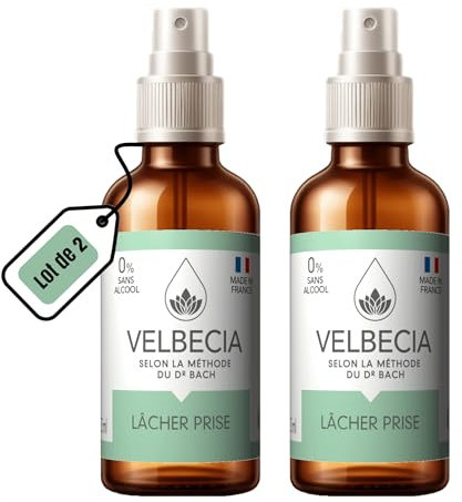 Velbecia Lâcher prise 50 ml +1 OFFERT Elixirs de fleurs SANS ALCOOL - Méthode du Dr Bach - pression travail, surmenage, séparation, deuil, relation toxique, burn-out