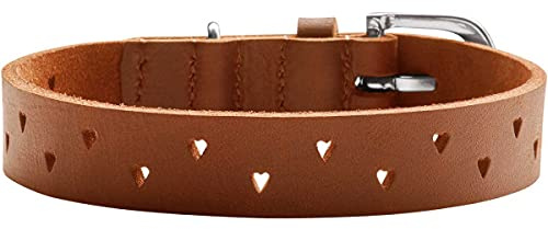 HUNTER Aalborg Soul Hundehalsband | Rindsleder, mit Herz-Stanzung, stark gefettet, robust, für Hundesport geeignet, Farbe: Cognac, Größe: 25