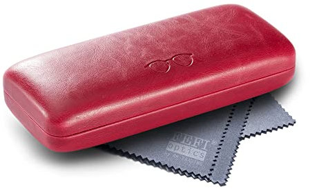 FEFI - Hardcase Brillenetui im Leder-Look mit Brillenprägung - Rot