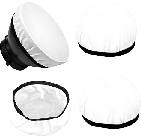 AIEX 4 Pièces 18 cm/7 inch Diffuseur Souple Flash, Couvercle de Lampe de Diffuseur de Photographie Blanc Doux Tissu de Couverture de Diffuseur pour Lumière Annulaire Lampe de Poche