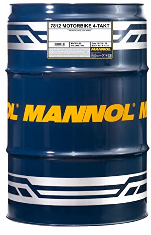 MANNOL 7812 4-Takt Motoröl 10W-40, für Motorrad, Roller, JASO MA2, 60L | Synthetisches Motorradöl SAE 10W-40, API SP, JASO MA/MA2, schützt vor Verschleiß, für Honda, Yamaha, Quad und Roller