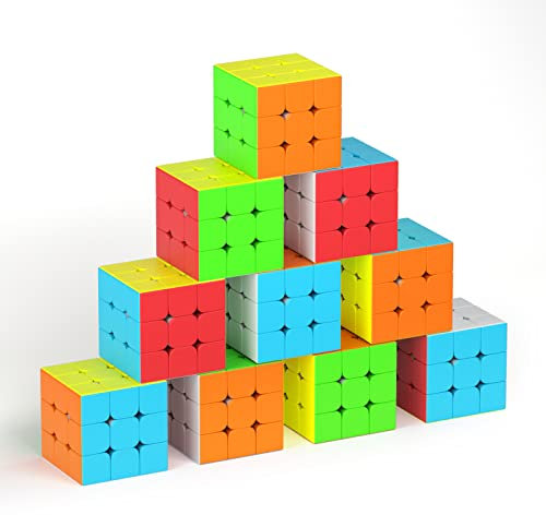 Vdealen Zauberwürfel Set Full Size 3x3 Speed Cube, 2.2 Zoll Stickerless Magic Cube für Anfänger und Fortgeschrittene, Party Puzzle Geschenk für Kinder Teenager Erwachsene(10er Pack)