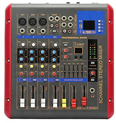 HMTE Mesas de Mezcla de Estudio, Mezclador de Sonido de Efecto Profesional de 4 Canales, Mezclador de Potencia de Audio y Sonido DJ, Controlador de Interfaz USB