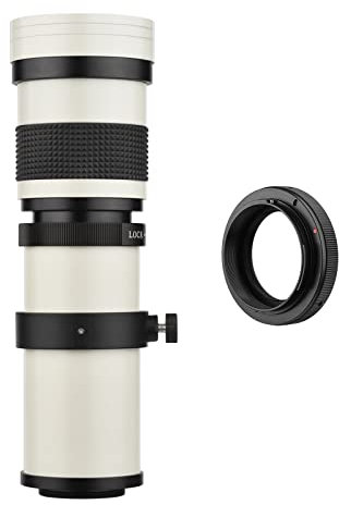 Andoer MF Camera Super Telephoto Zoom Lens F/8.3-16 420-800mm T-Mount with Adapter Ring Universal 1/4 Thread Replacement for Canon EF-Mount EOS Cameras