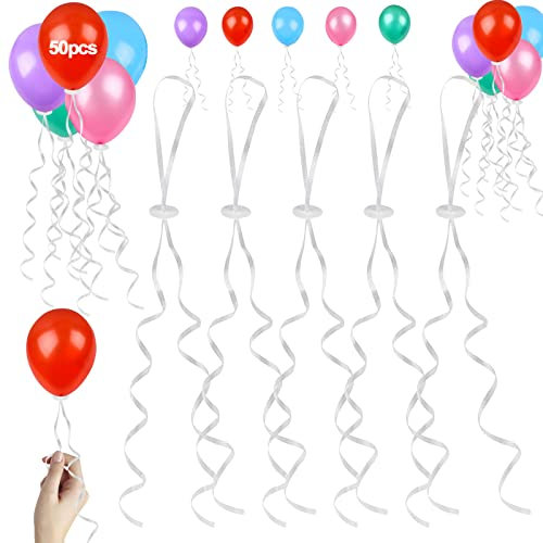50 chiusure per palloncini a elio con corda, chiusure per palloncini con nastro in poliestere, per matrimoni, Natale, feste di compleanno, fai ghirlanda