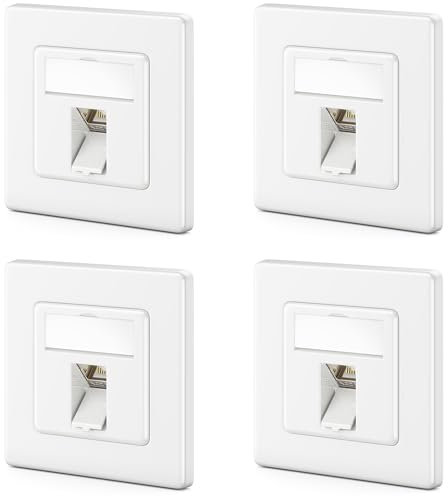 deleyCON 4x Set di Prese di Rete Keystone per CAT8 2000 MHz 40 GBit/s da Incasso 4x Presa di Rete e 4x Modulo Keystone con Presa RJ45 STP Struttura in Metallo per Cavi Dati e d'Installazione