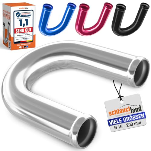 1 Stück Alu-Bogen 180°Grad AD-Ø 45mm silber Alurohr poliert & gebördelt Alu Rohrbogen | AUSWAHL 1-10 Stück & 13-200 mm Außen-Durchmesser | Aluminium Rohr Winkel Motor KFZ LLK Bogen Turbo | PREMIUM