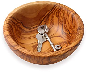 Cleminson Olivenholz 14cm handgeschnitzte Schüssel für Snacks, Knabbereien, Dips, Schlüssel, Potpourri & mehr
