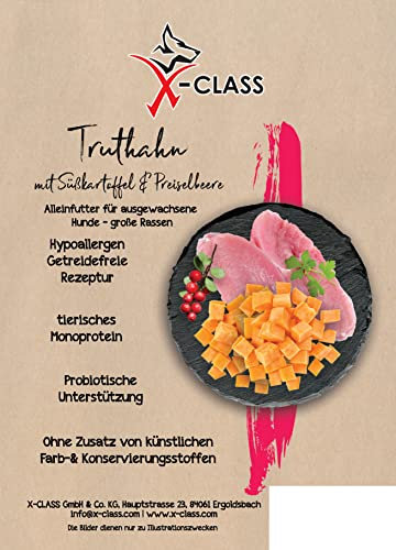 Truthahn mit Süßkartoffel und Preiselbeere, getreidefreies Trockenfutter für ausgewachsene Hunde großer Rassen, 12kg