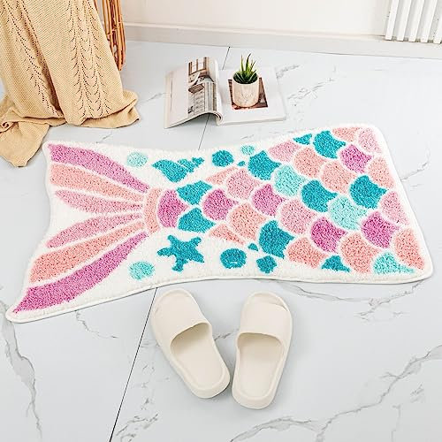 ZSCYD-yingda1992 Pink Mermaid Bath Mat Non-Slip Bathroom Rug 39.4x23.6in