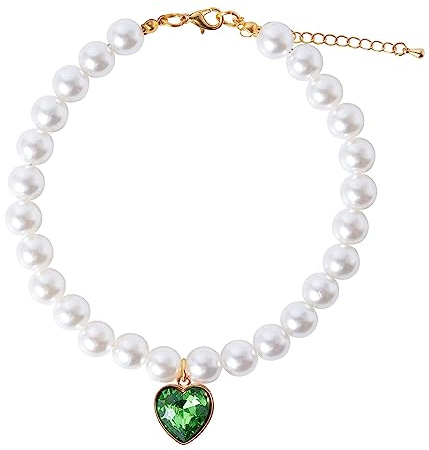 Daovace Pearl Katzenhalsband, Hundehalsband, Strass-Halsketten für kleine Hunde, Halsband, Zubehör, Haustierhalsband (klein, Smaragd)
