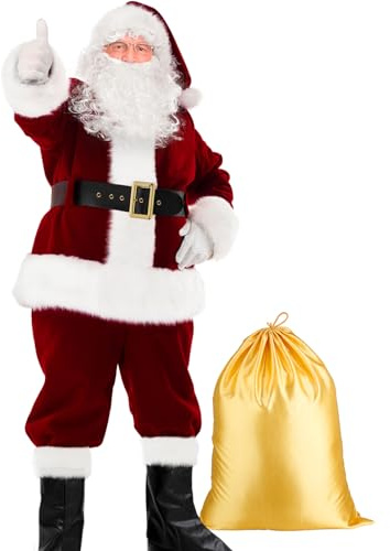 SHEJIZE Santa Claus Costume for Men Santa Costume Santa Suit Adults Men Santa Outfit (Dark Red, L)