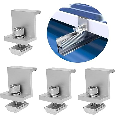 Warmfay Befestigung solarmodul Endklemme 30-35mm Verstellbar,4 X Balkonkraftwerk Befestigung Solarmodul Endklemmen,PV Befestigung Flachdach klemm,Dachhalterung solarpanel Kit, 4X30MM ENDKLEMME