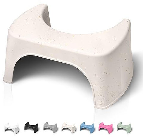 WELL CARE Sgabello Bagno Fisiologico Beige (con fibre di legno) - Poggiapiedi Adulti per WC - Sgabellino Squatty da Toilette - Panchetto contro la stitichezza - Plastica Riciclata