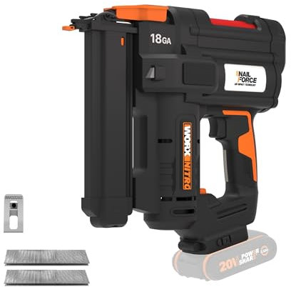 WORX WX844.9 20V Cordless 18 Gauge Narrow Crown Stapler - Efficient Battery Powered Staple Gun for Woodworking, Trim, Cabinets, Underlayment - Quick-Load, Anti-Ejection, Dual Firing Modes - Tool Only