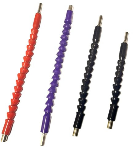 Gzingen 4 Pcs Flexible Drill Bit Extension, 1/4'' Hex Flexible Screwdriver Adapter Kit, 11.6 9.8 7.9in Soft Drill Connection Adaptor Screwdriver Extension for Power Drill- Red, Blue, Black