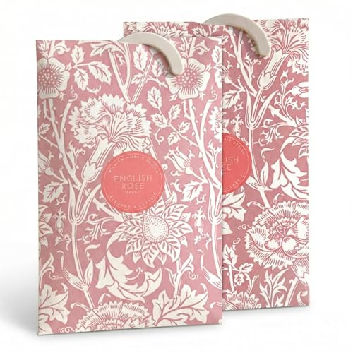 The Master Herbalist | Duftende Schrank-Erfrischer & Duftsachets Rose | William Morris Design | Doppelpack (2 Stück) | Mit ätherischen Ölen