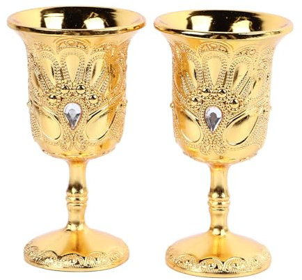 Retro Chinesischer Kelch, 2-teilig, Elegantes Metallkelch-Set, Geprägtes Muster, Robust, Langlebig, Exquisite Farben, Breite Anwendung für Bar, Restaurant, Heimdekoration