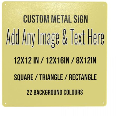 Personalised Metal Signs Square 30 x 30 cm Custom Warning Sign for Wall, Street, Bar, Garage, Cafe, Garden, Welcome Sign Bedroom Home Door Decor Father's Day Birthdays Gifts