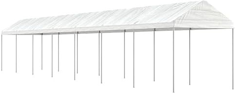 Pavillon mit Dach Weiß 15,61x2,28x2,69 m Polyethylen, Chaduof Gartenpavillon, Faltpavillon, Pergola, Partyzelt, Standmarkise, Sonnenzelt, Garten Pavillion, Grillpavillon3155507