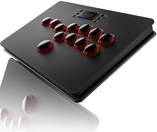 QRD Manette arcade sans fil Maestro S3 pour Switch, PS4, PS3, PS2, Xbox, PC, Mac, iOS, Android TV Box, manette de combat sans levier avec pavé tactile, 5 modes de latence